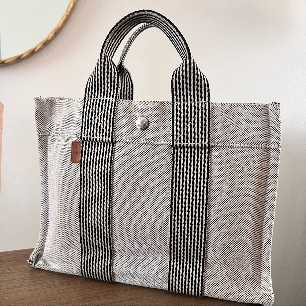 Sold Out 
Hermes Gray and Black Tote Bag